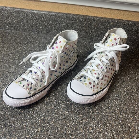 Converse All Star Hi Top Women 8 Multicolor Star Canvas Sneaker Lace Up Junior 6 - Picture 2 of 11